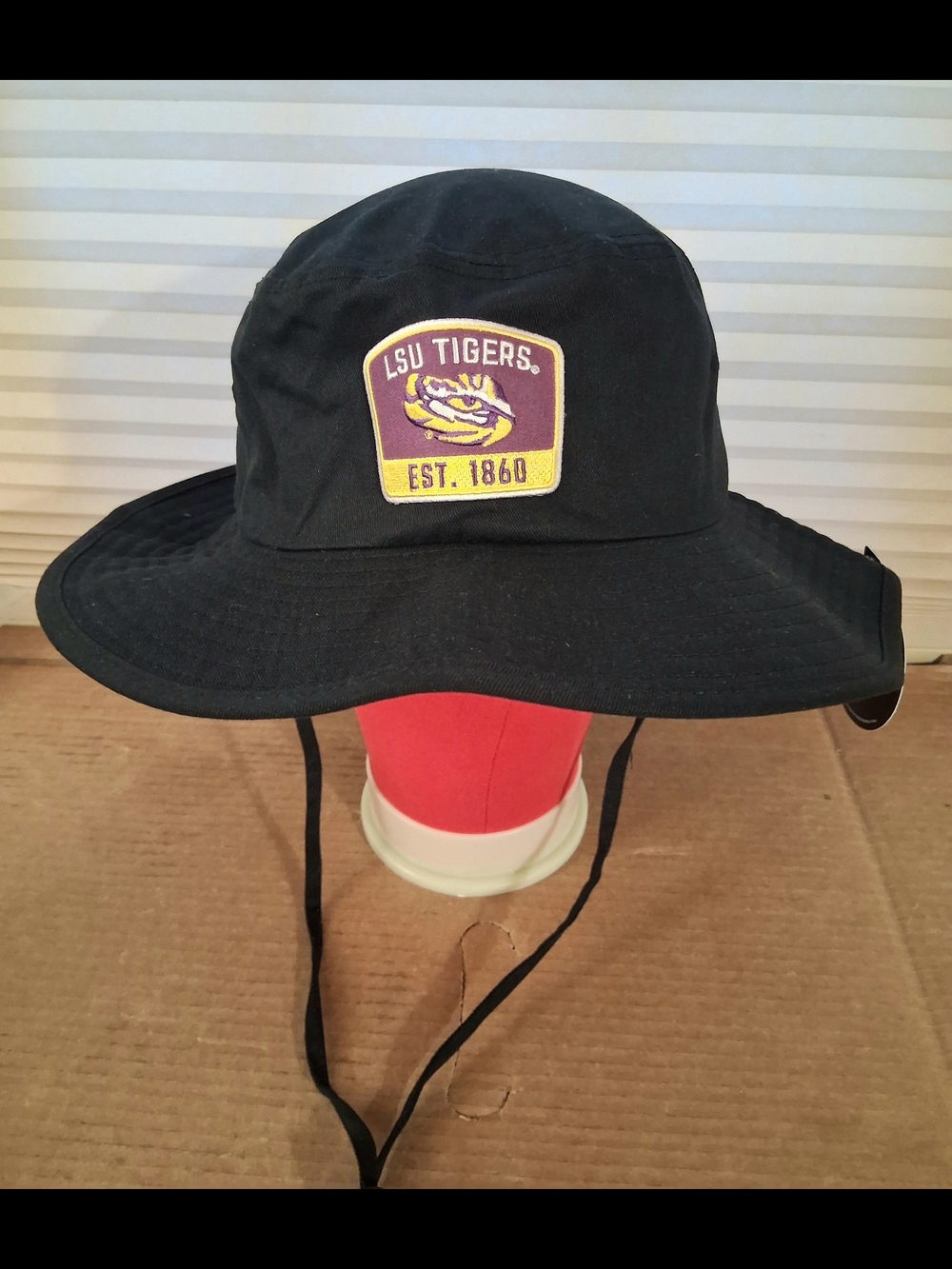 Zephyr Black LSU Tigers Bucket Hat with Yellow & Purple Patch